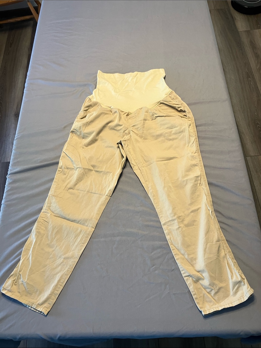 a:glow Beige Maternity Casual Pants with Cream Support Waistband